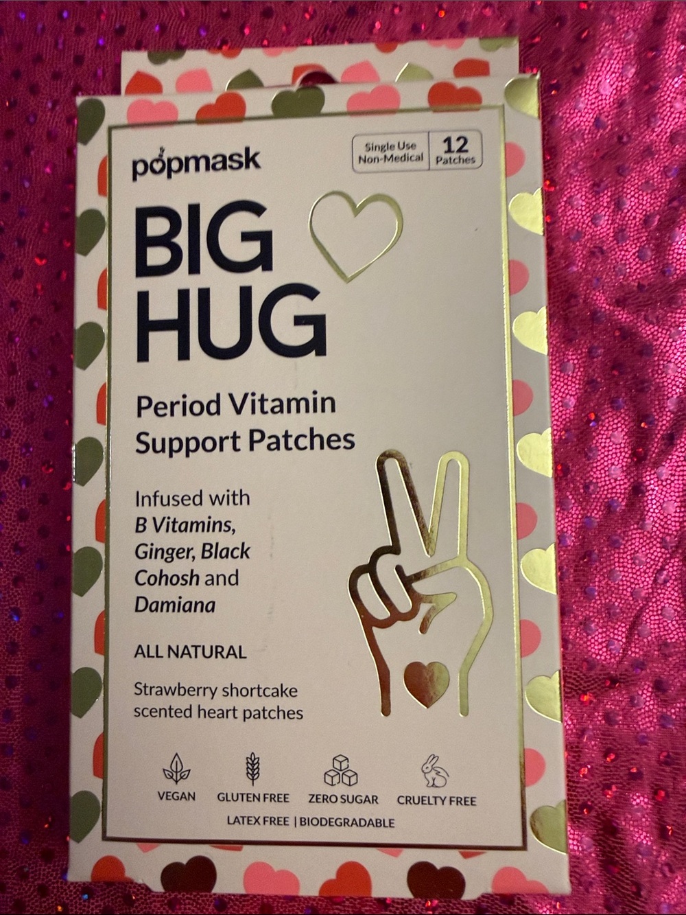 Popmask BIG HUG Period Vitamin Support Patches — Pink & White Heart Patches
